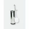 Home Basics Hide-Away And Splash Proof Polished Stainless Steel Toilet Brush With Non-Skid Hygienic Holder, Silver Bath Accessories