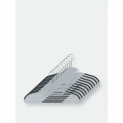 Home Basics Plastic Non-Slip Hanger, (Pack Of 10), Black Storage & Organization