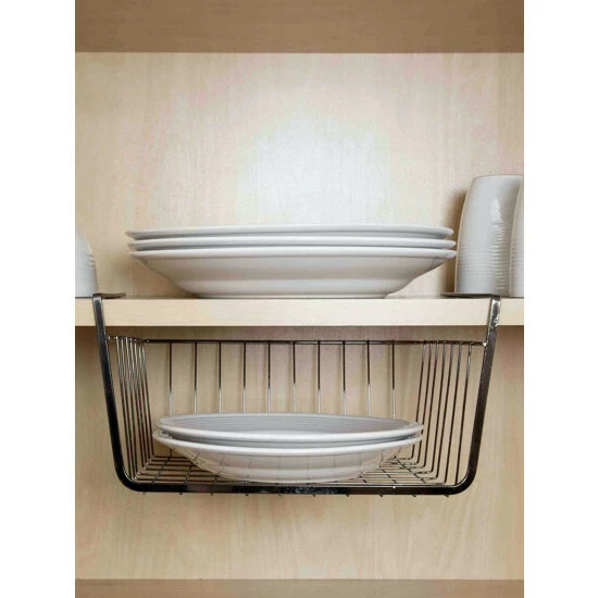 Home Basics Small Under The Shelf Basket, Black Onyx Storage & Organization