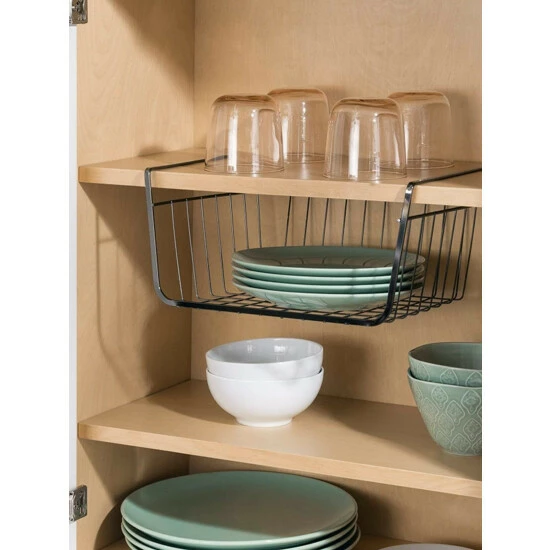 Home Basics Small Under The Shelf Basket, Black Onyx Storage & Organization - Image 2