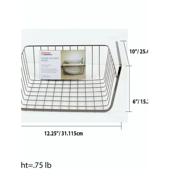 Home Basics Small Under The Shelf Basket, Black Onyx Storage & Organization - Image 5