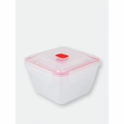 Home Basics 10 Piece Locking Square Plastic Food Storage Containers With Ventilated Snap-On Lids, Red Tools & Accessories