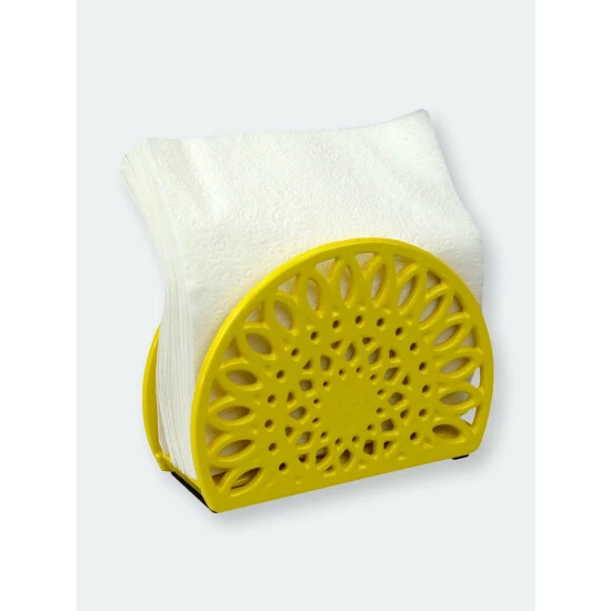 Home Basics Sunflower Cast Iron Napkin Holder, Yellow Storage & Organization