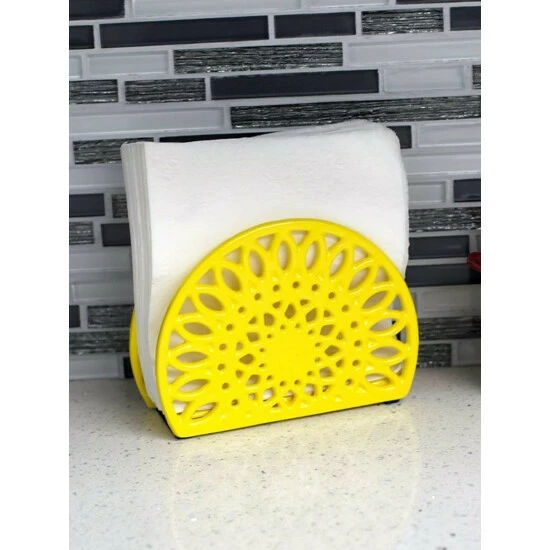 Home Basics Sunflower Cast Iron Napkin Holder, Yellow Storage & Organization - Image 3