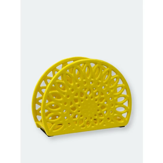 Home Basics Sunflower Cast Iron Napkin Holder, Yellow Storage & Organization - Image 4