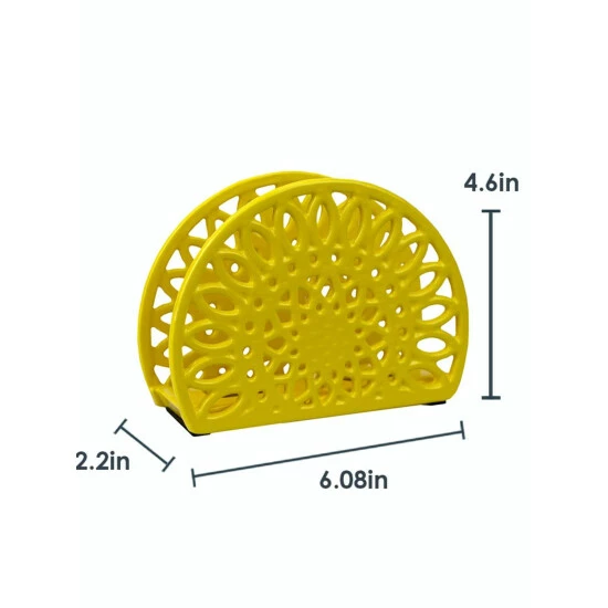 Home Basics Sunflower Cast Iron Napkin Holder, Yellow Storage & Organization - Image 6