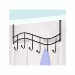 Home Basics Wave 6 Hook Over The Door Organizing Rack, Black Onyx Storage & Organization