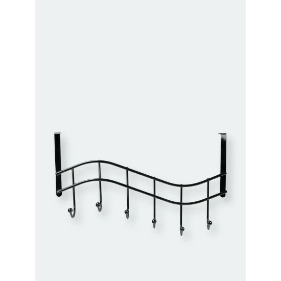 Home Basics Wave 6 Hook Over The Door Organizing Rack, Black Onyx Storage & Organization - Image 4
