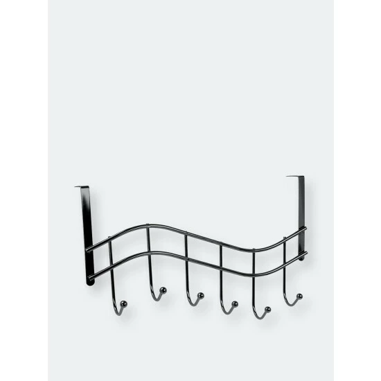 Home Basics Wave 6 Hook Over The Door Organizing Rack, Black Onyx Storage & Organization - Image 5