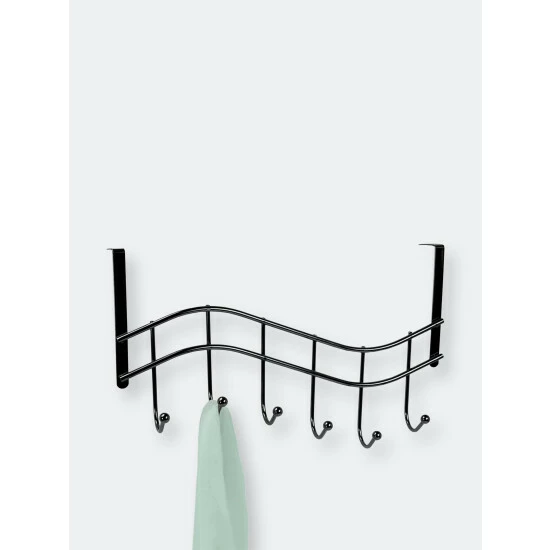 Home Basics Wave 6 Hook Over The Door Organizing Rack, Black Onyx Storage & Organization - Image 6