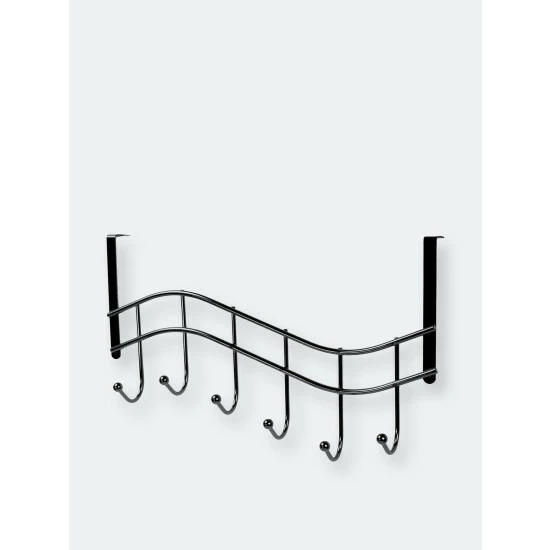 Home Basics Wave 6 Hook Over The Door Organizing Rack, Black Onyx Storage & Organization - Image 7