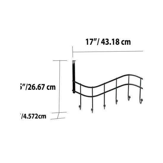 Home Basics Wave 6 Hook Over The Door Organizing Rack, Black Onyx Storage & Organization - Image 8