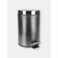 Home Basics Hammered Stainless Steel Waste Bin Storage & Organization - Default Title