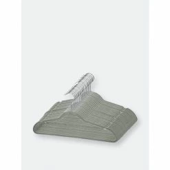 Home Basics Flocked Velvet Suit Hanger, (Pack Of 25), Grey Storage & Organization