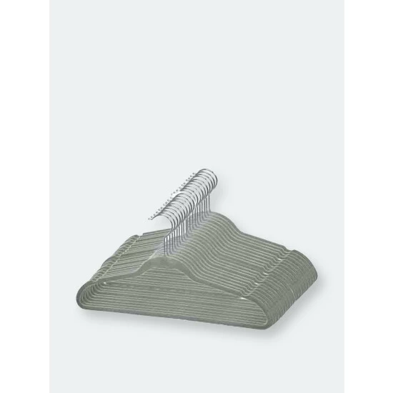 Home Basics Flocked Velvet Suit Hanger, (Pack Of 25), Grey Storage & Organization