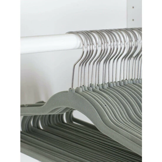 Home Basics Flocked Velvet Suit Hanger, (Pack Of 25), Grey Storage & Organization - Image 2