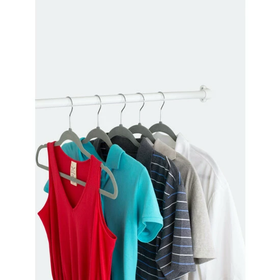 Home Basics Flocked Velvet Suit Hanger, (Pack Of 25), Grey Storage & Organization - Image 3