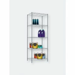 Home Basics 5 Tier Steel Wire Shelf, Grey Storage & Organization