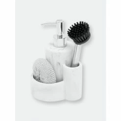 Home Basics Soap Dispenser With Brush And Sponge Bath Accessories Default Title