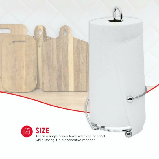 Home Basics Wire Collection Chrome Plated Steel Paper Towel Holder - Chrome Bath Accessories - Image 2