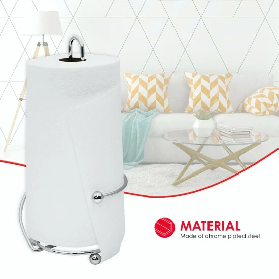 Home Basics Wire Collection Chrome Plated Steel Paper Towel Holder - Chrome Bath Accessories - Image 3