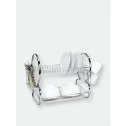 Home Basics 2-Tier Chrome Dish Drainer Tools & Accessories