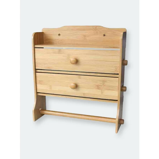 Home Basics Paper Towel Holder With Integrated Wrap Dispenser Storage & Organization