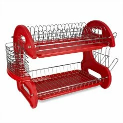Home Basics 2-Tier Plastic Dish Drainer Tools & Accessories