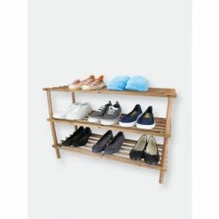 Home Basics Pine Shoe Shelf, Cherry Storage & Organization