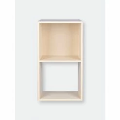 Home Basics Open And Enclosed 2 Cube MDF Storage Organizer, Oak Storage & Organization