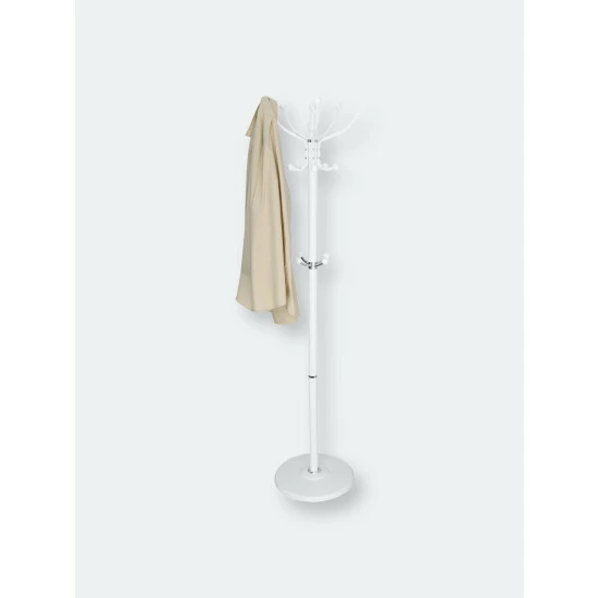 Home Basics 16 Hook Free Standing Coat Rack With Sandstone Base, White Storage & Organization - Image 3
