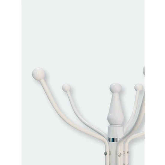 Home Basics 16 Hook Free Standing Coat Rack With Sandstone Base, White Storage & Organization - Image 5