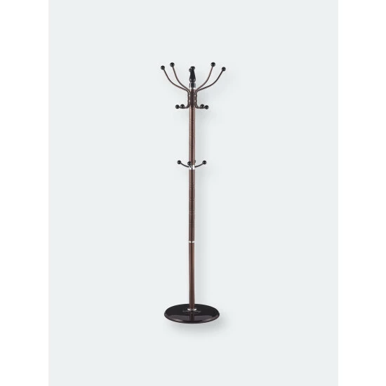 Home Basics 16 Hook Free Standing Coat Rack With Sandstone Base, Brown Storage & Organization