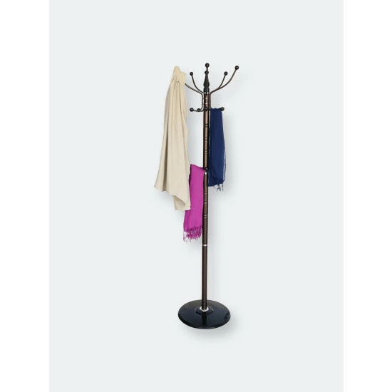 Home Basics 16 Hook Free Standing Coat Rack With Sandstone Base, Brown Storage & Organization - Image 3