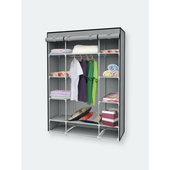 Home Basics Storage Closet With Shelving, Grey Storage & Organization