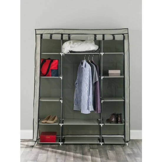 Home Basics Storage Closet With Shelving, Grey Storage & Organization - Image 2