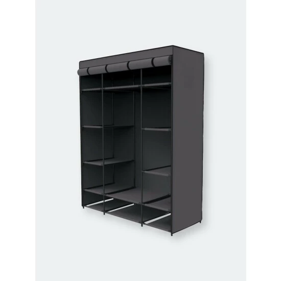Home Basics Storage Closet With Shelving, Grey Storage & Organization - Image 3