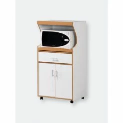 Home Basics Home Small Wood Microwave Cart, White Furniture