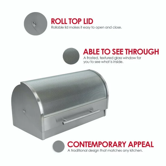 Home Basics Stainless Steel Bread Box Tools & Accessories - Image 2