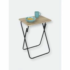 Home Basics Multi-Purpose Foldable Table, Rustic Coffee & Side Tables