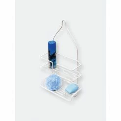 Home Basics Vinyl Coated Steel Shower Caddy, White Bath Accessories