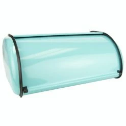 Home Basics Roll Up Lid Steel Bread Box - Turquoise Bath Accessories Default Title