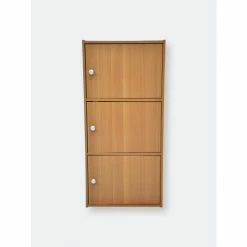 Home Basics 3 Cube Wood Cabinet, Natural Furniture