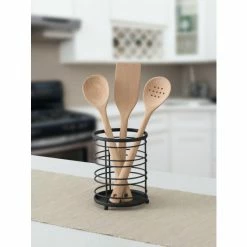 Home Basics Wire Collection Cutlery Holder With Mesh Bottom And Non-Skid Feet, Black Tools & Accessories Default Title