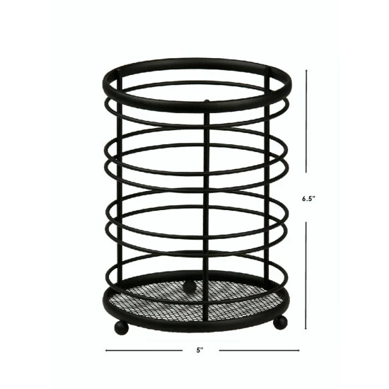 Home Basics Wire Collection Cutlery Holder With Mesh Bottom And Non-Skid Feet, Black Tools & Accessories Default Title - Image 5