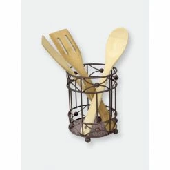 Home Basics Arbor Collection Cutlery Holder With Mesh Bottom And Non-Skid Feet, Oil-Rubbed Bronze Tools & Accessories