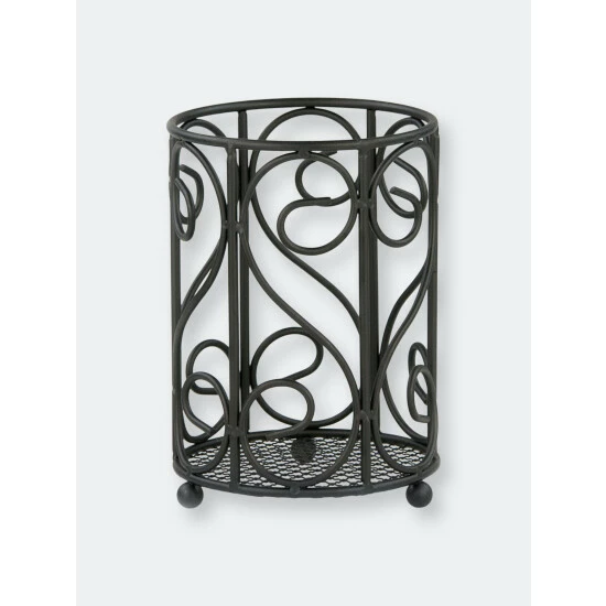 Home Basics Scroll Collection Steel Cutlery Holder With Mesh Bottom And Non-Skid Feet, Black Tools & Accessories Default Title - Image 4