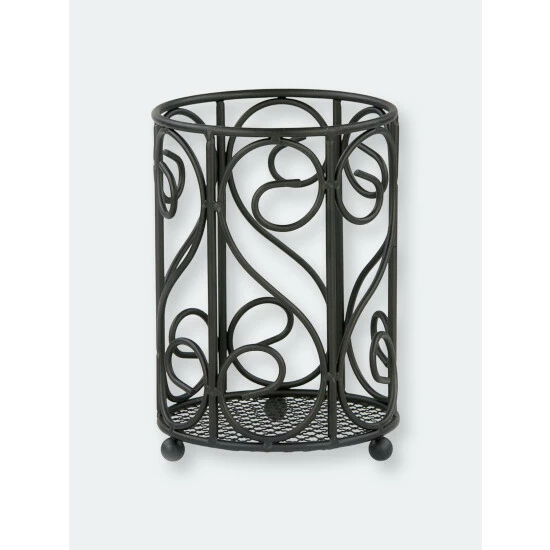Home Basics Scroll Collection Steel Cutlery Holder With Mesh Bottom And Non-Skid Feet, Black Tools & Accessories Default Title - Image 6