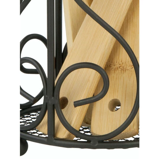 Home Basics Scroll Collection Steel Cutlery Holder With Mesh Bottom And Non-Skid Feet, Black Tools & Accessories Default Title - Image 7