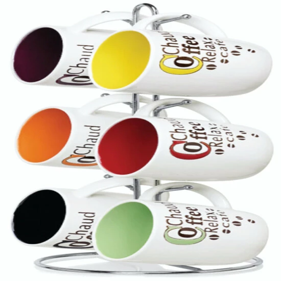 Home Basics 6 Piece Mug Set With Stand Bath Accessories